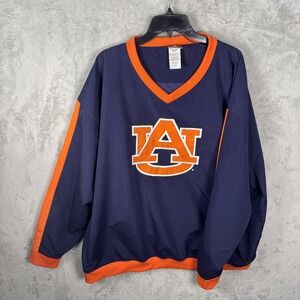 Auburn Tigers Jacket Mens 2XL Navy Orange NCAA‎ Football V Neck Pullover